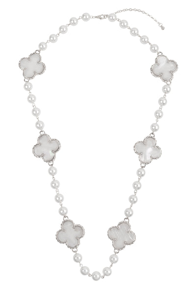 ELEGANT CLOVER SHAPE SHELL LONG NECKLACE/1PC
