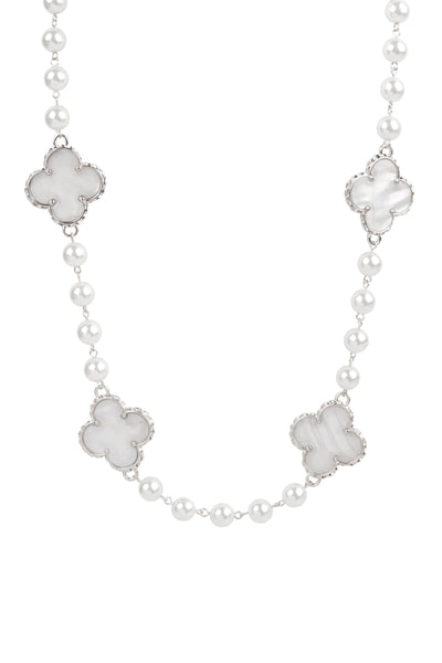 ELEGANT CLOVER SHAPE SHELL LONG NECKLACE/1PC