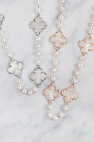 ELEGANT CLOVER SHAPE SHELL LONG NECKLACE/1PC