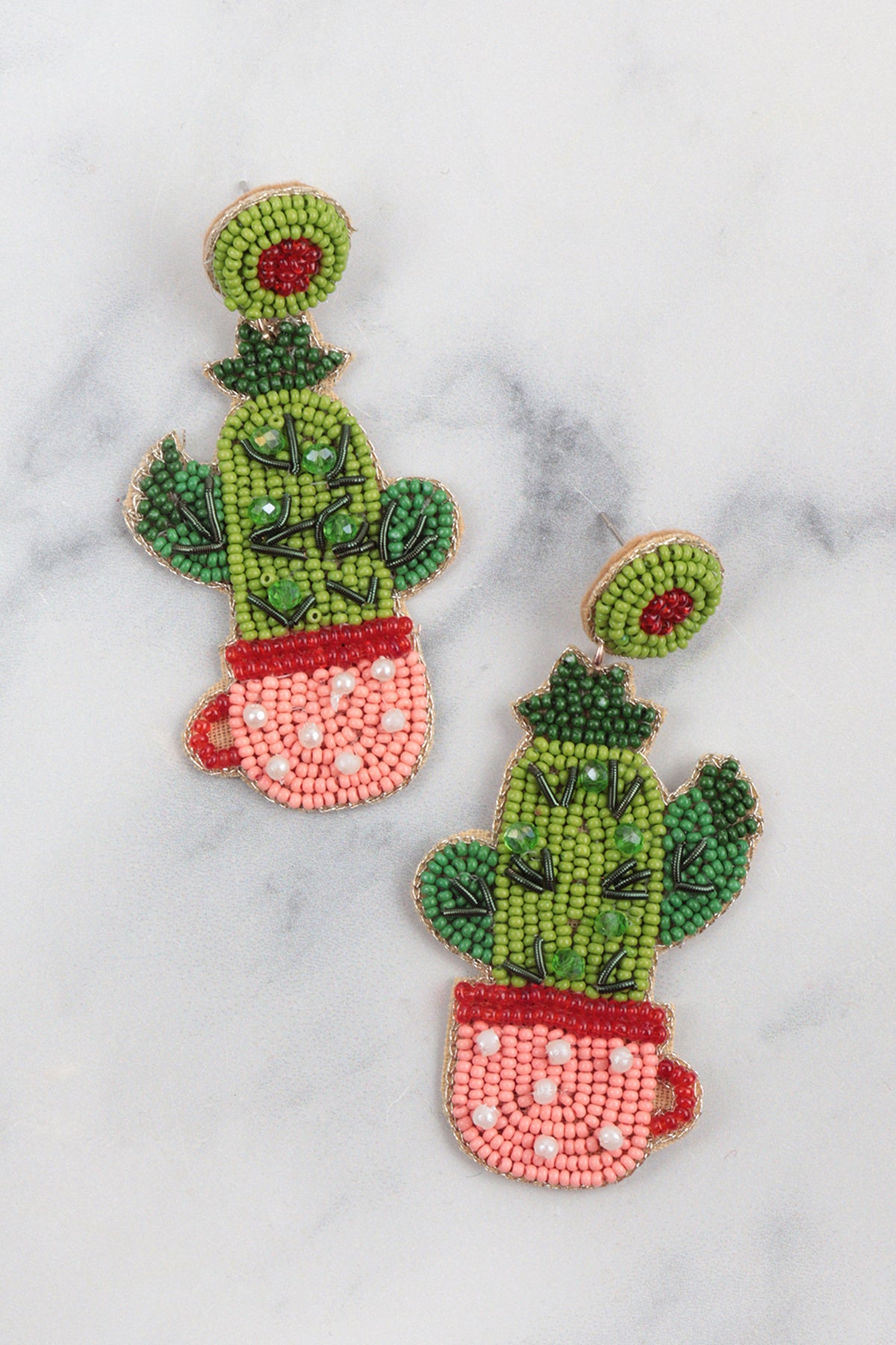 SEED BEAD CACTUS POST EARRINGS