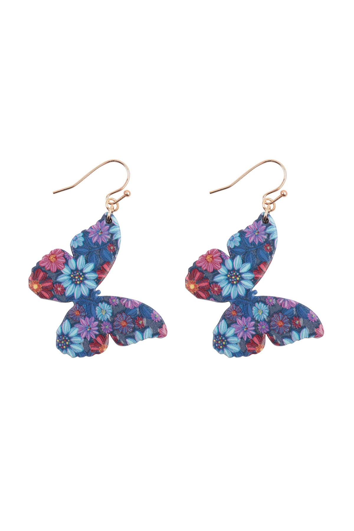 1.5" BUTTERFLY PRINT WOOD DANGLE EARRINGS