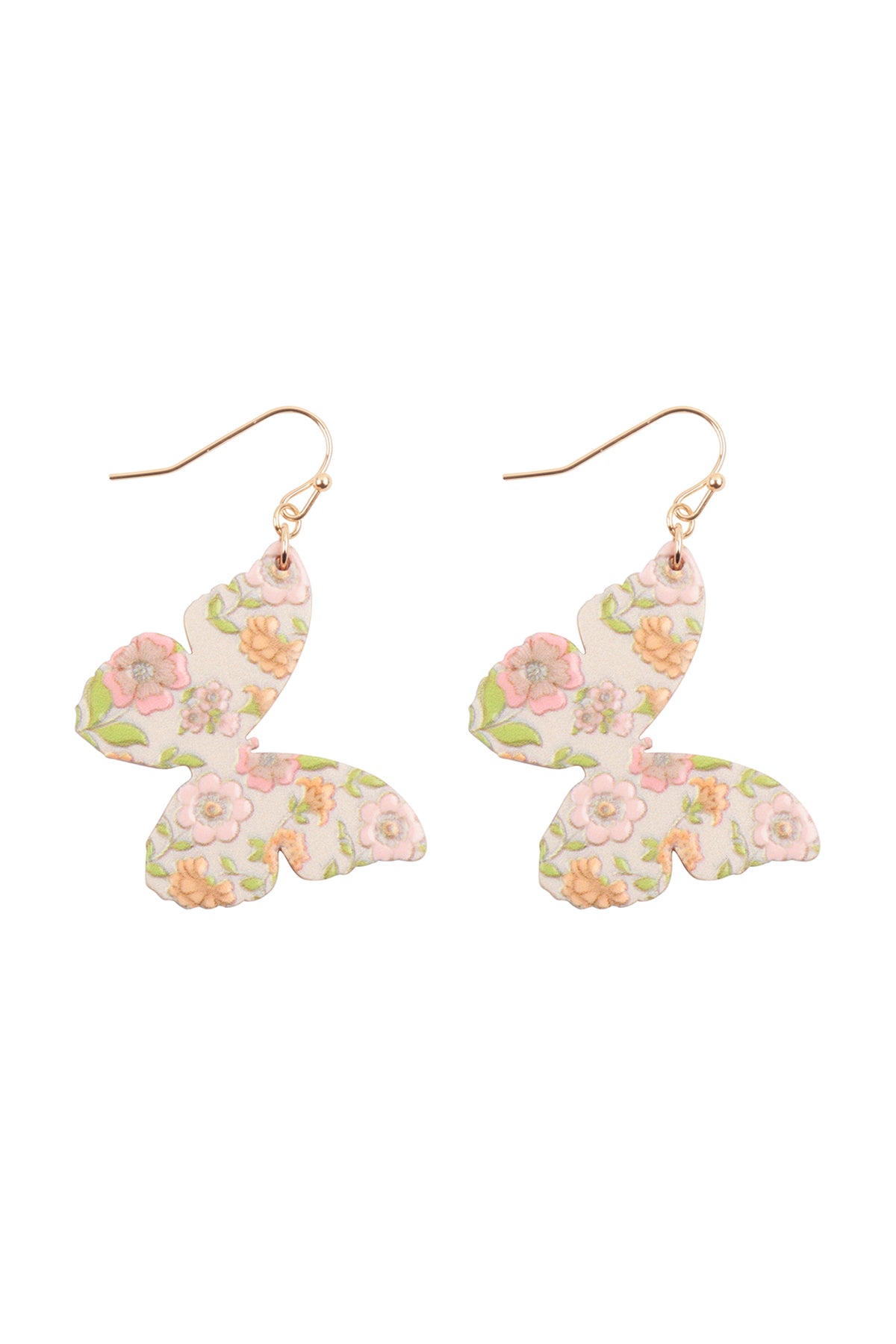 1.5" BUTTERFLY PRINT WOOD DANGLE EARRINGS