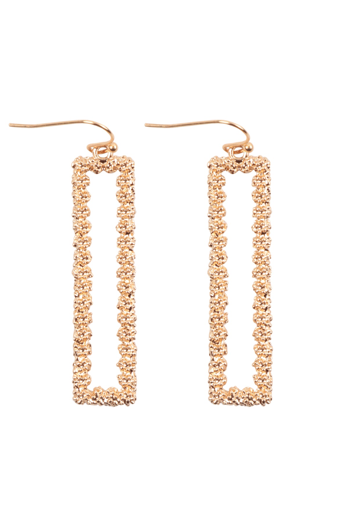 1.75" BAR SHAPE TEXTURED FISH HOOK EARRINGS