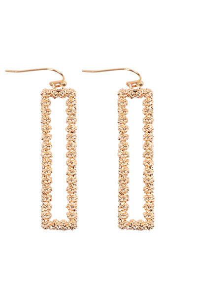 1.75" BAR SHAPE TEXTURED FISH HOOK EARRINGS