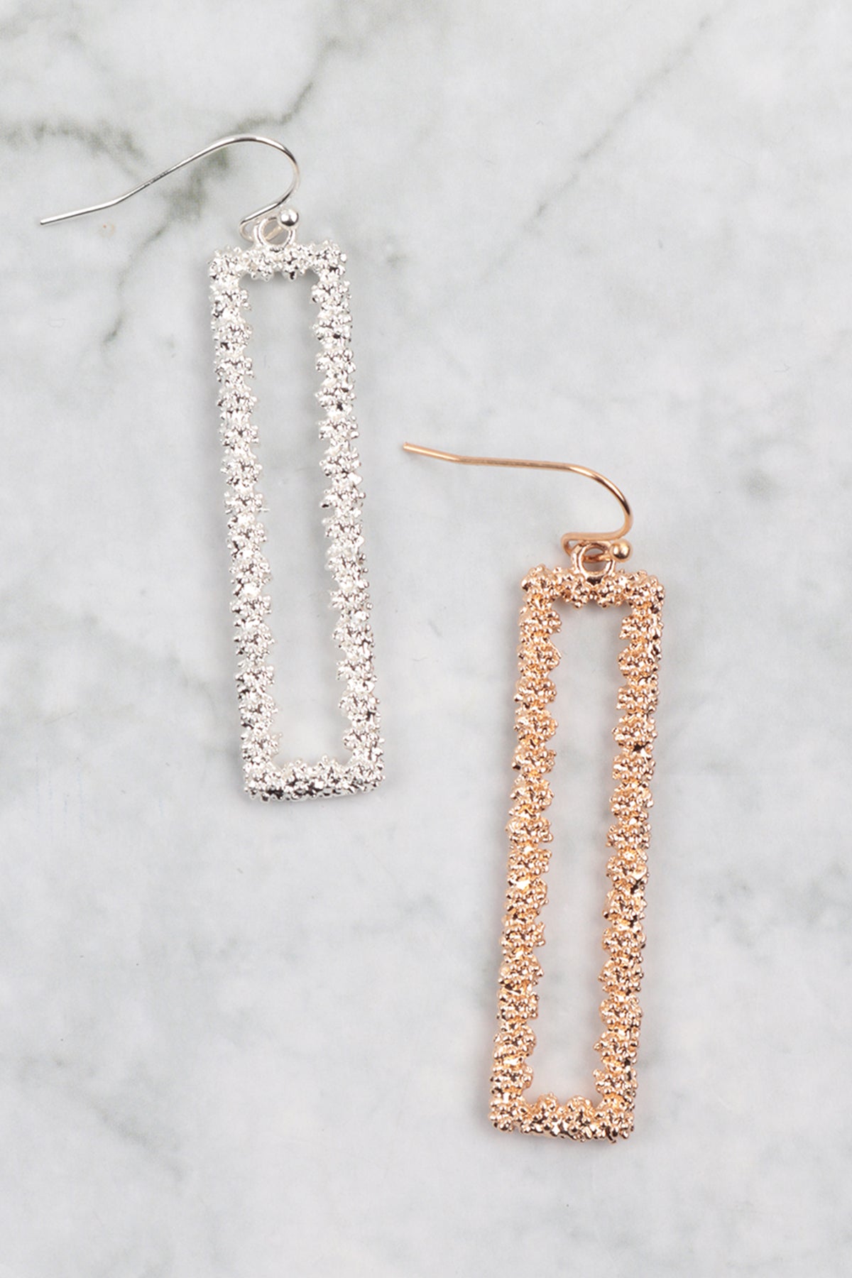 1.75" BAR SHAPE TEXTURED FISH HOOK EARRINGS