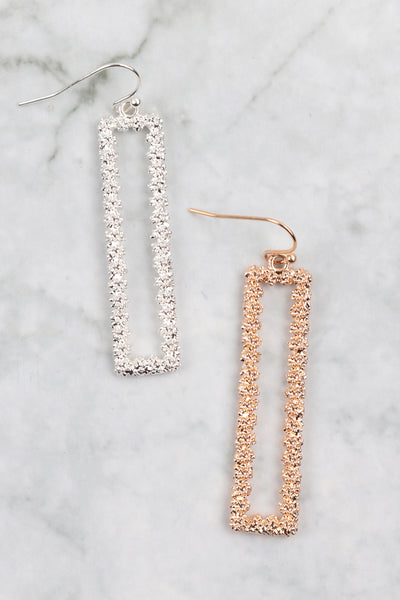 1.75" BAR SHAPE TEXTURED FISH HOOK EARRINGS