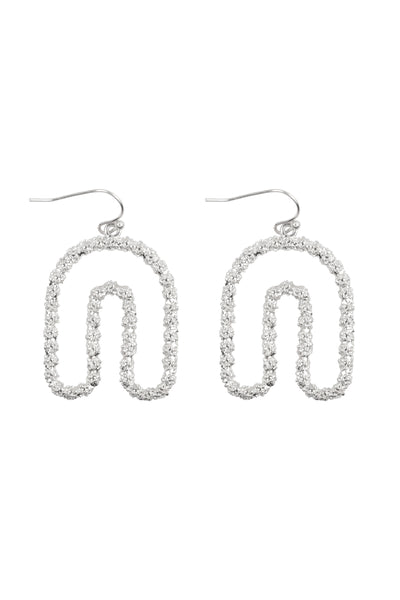 1.5" ARCH SHAPED TEXTURED DANGLE EARRINGS