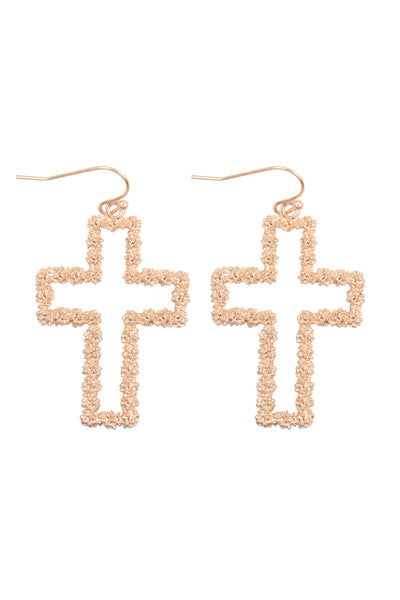 CROSS TEXTURED METAL EARRINGS
