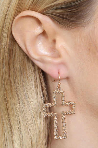 CROSS TEXTURED METAL EARRINGS