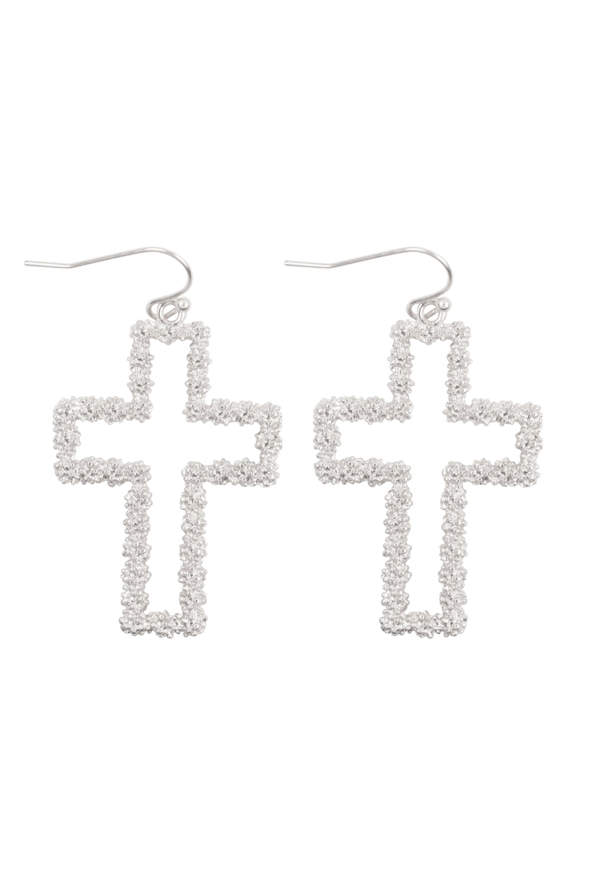 CROSS TEXTURED METAL EARRINGS