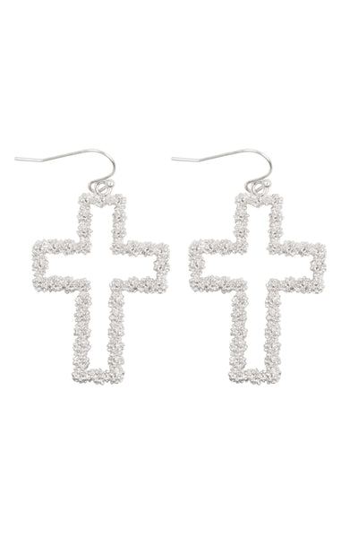 CROSS TEXTURED METAL EARRINGS