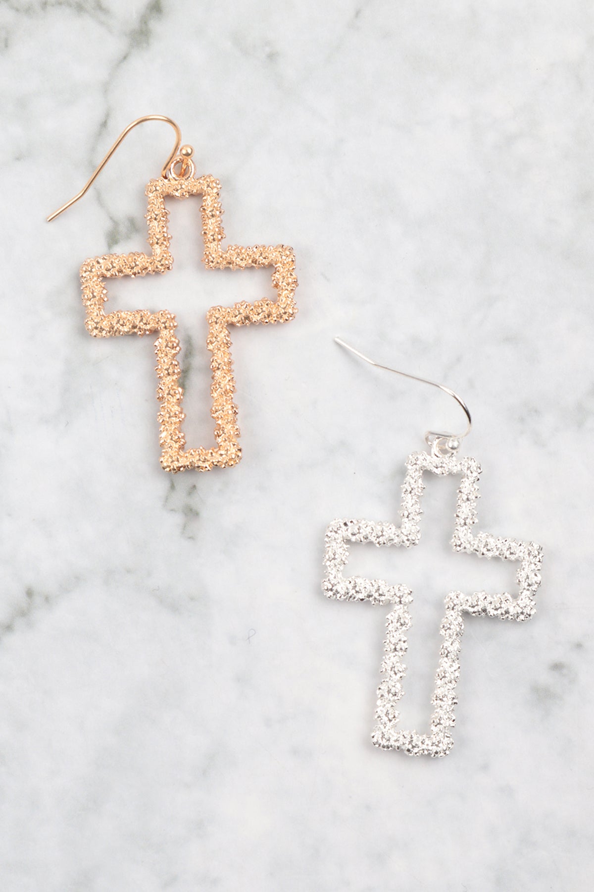 CROSS TEXTURED METAL EARRINGS