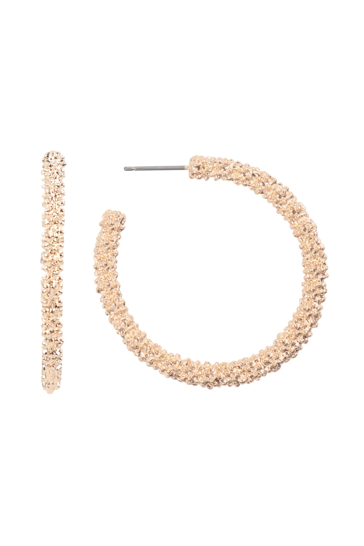 1.5" METAL TEXTURED HOOP EARRINGS