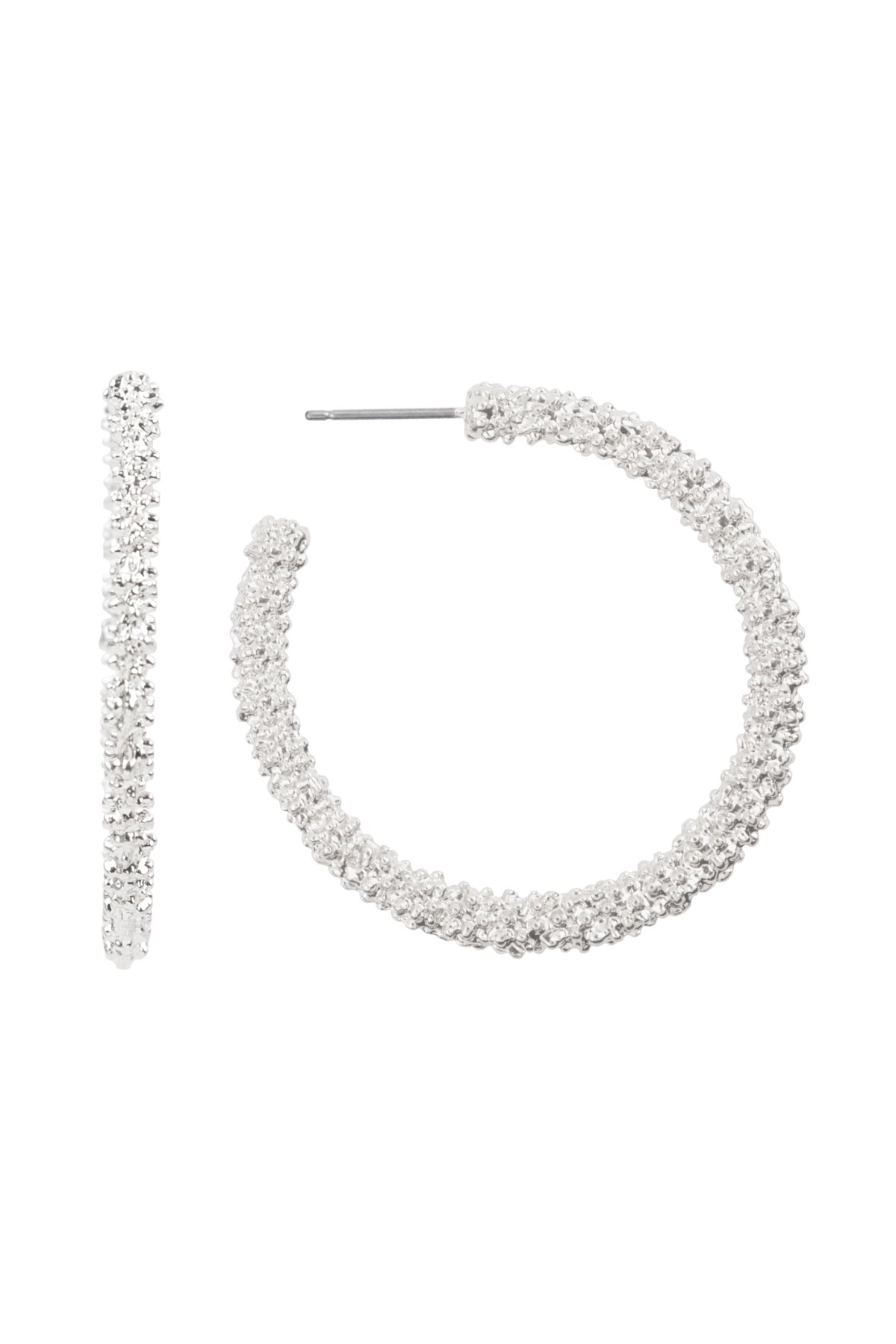 1.5" METAL TEXTURED HOOP EARRINGS