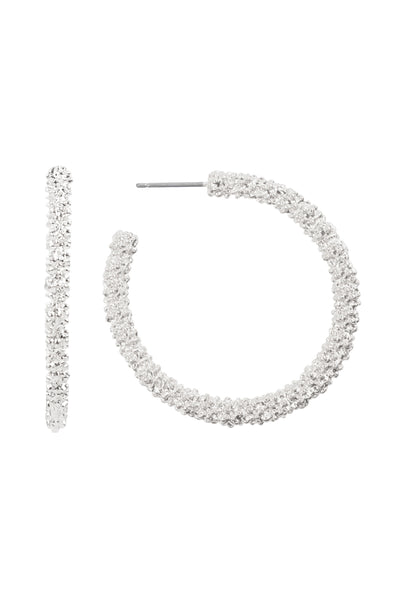 1.5" METAL TEXTURED HOOP EARRINGS