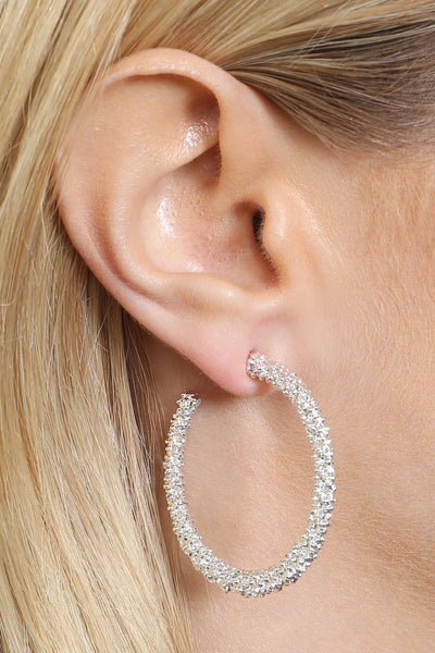1.5" METAL TEXTURED HOOP EARRINGS