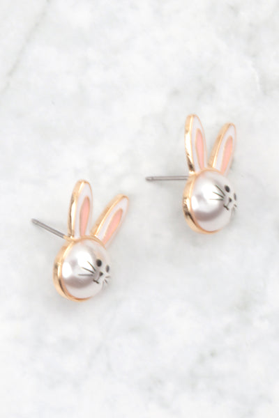 0.75" RABBIT PEARL POST EARRINGS