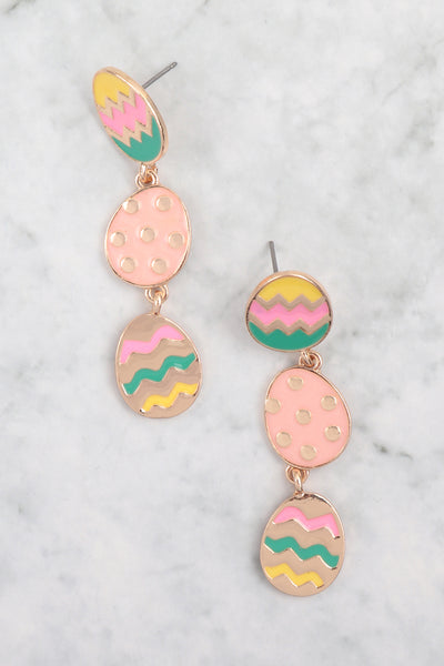 2.25" EASTER EGG ENAMEL LINEAR POST EARRINGS