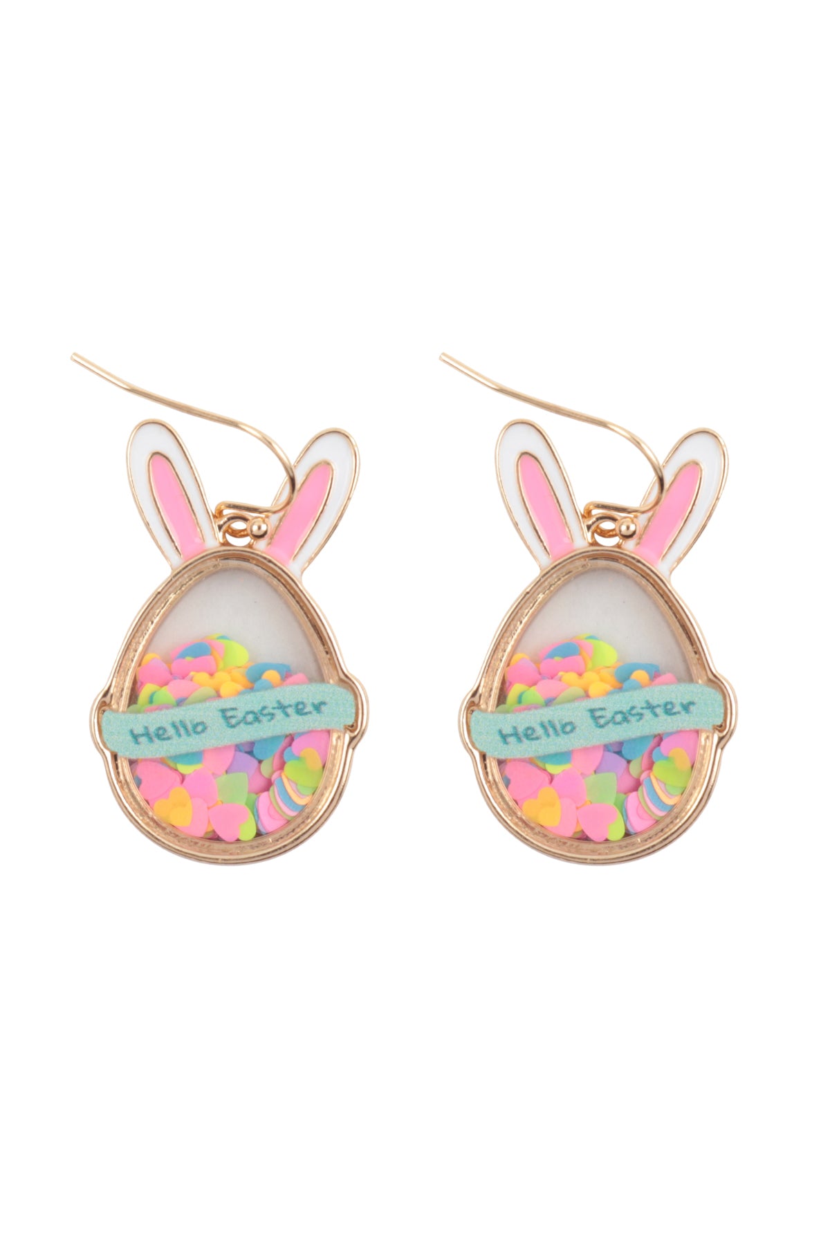 1.5" HELLO EASTER EGG BUNNY EARRINGS