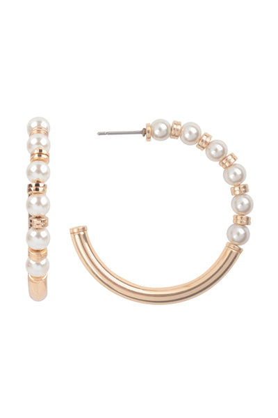 1.2" ROUND ACRYLIC PEARL HOOP EARRINGS