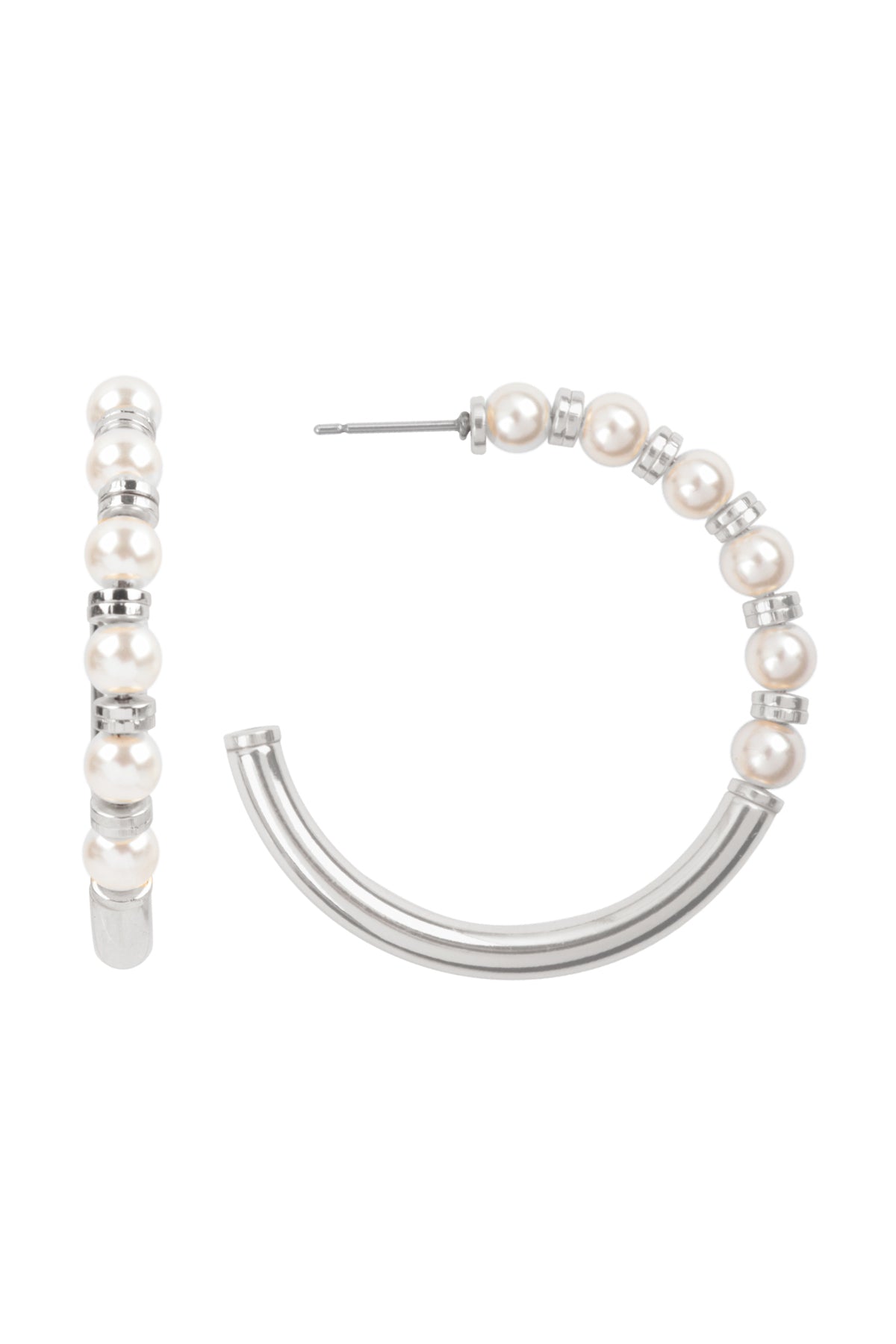 1.2" ROUND ACRYLIC PEARL HOOP EARRINGS