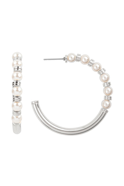 1.2" ROUND ACRYLIC PEARL HOOP EARRINGS