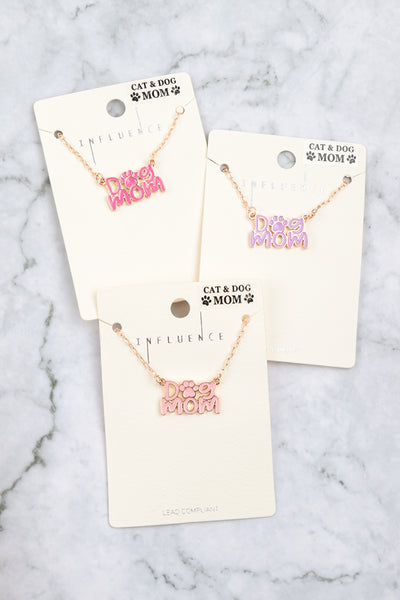 16" DOG MOM ENAMEL SHORT NECKLACE