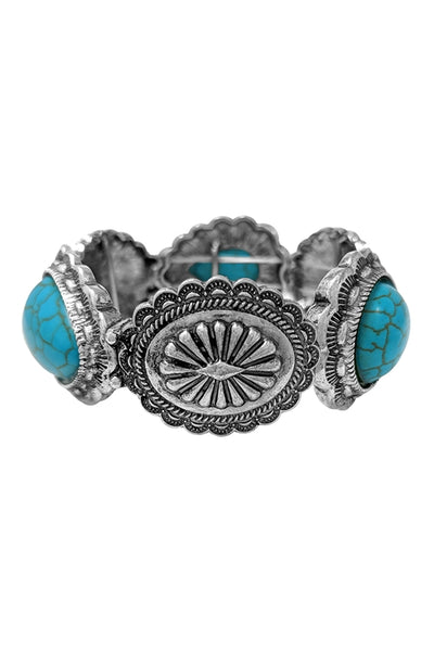 WESTERN CONCHO WITH NATURAL STONE BRACELET (NOW $5.75 ONLY!)