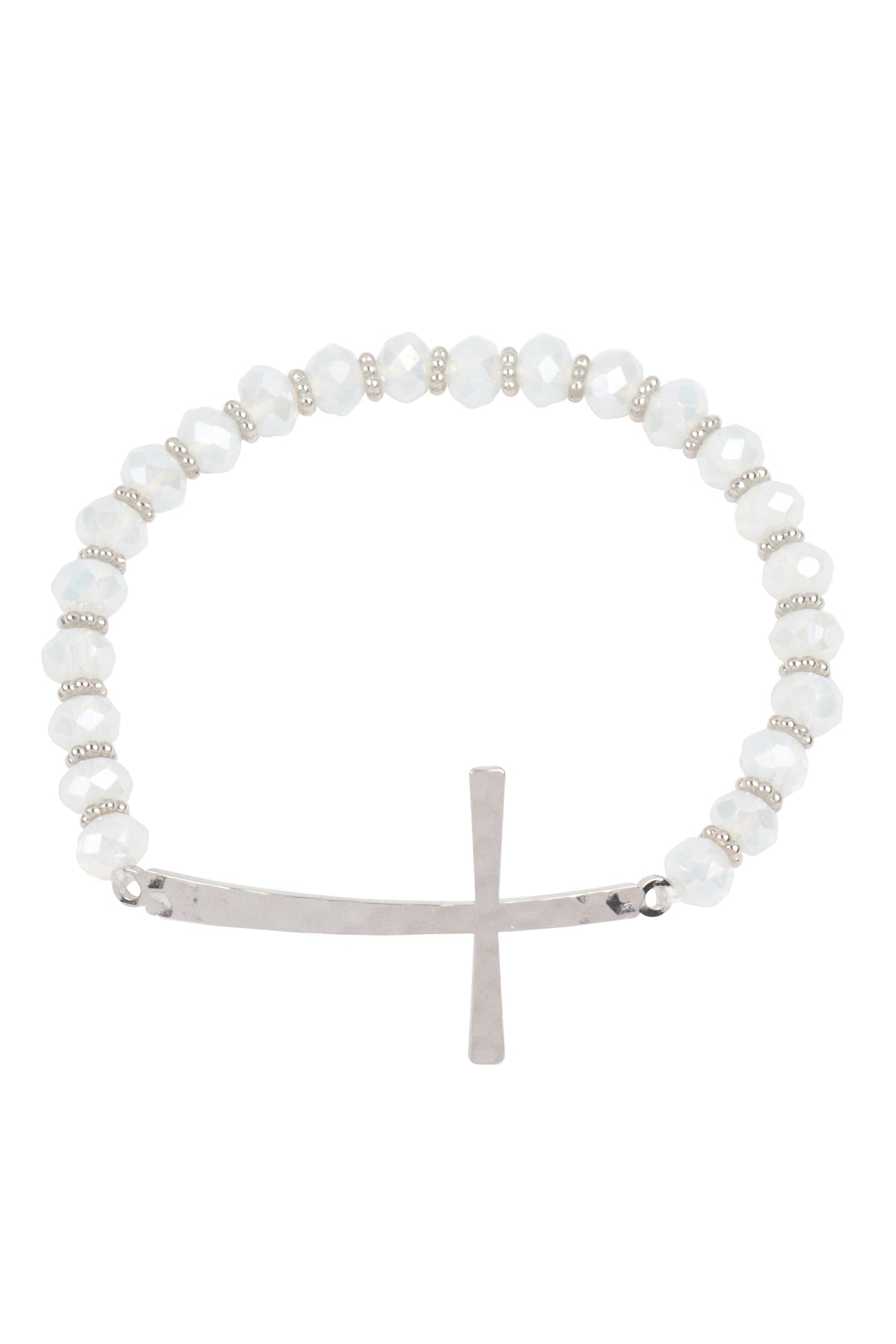 CROSS RONDELLE BEADS STRETCH BRACELET