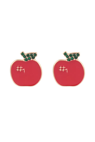 APPLE #1 ENAMEL POST EARRINGS