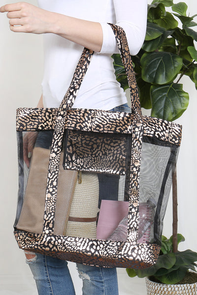 GLITTER LEOPARD TRANSPARENT TOTE BAG (NOW $6.50 ONLY!)