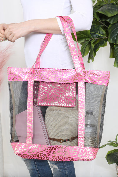 GLITTER LEOPARD TRANSPARENT TOTE BAG (NOW $6.50 ONLY!)