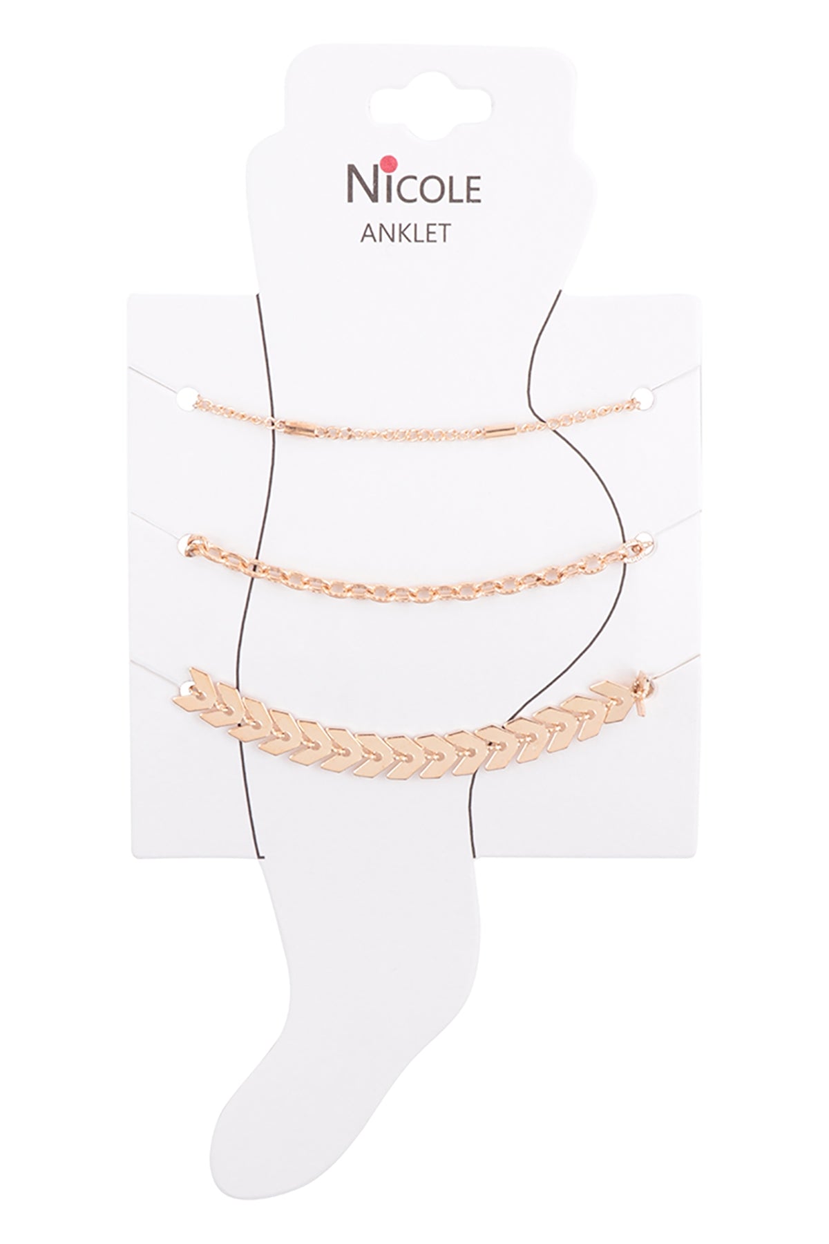 CHEVRON 3 LAYERED CHARM ANKLET