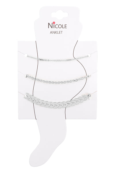 CHEVRON 3 LAYERED CHARM ANKLET