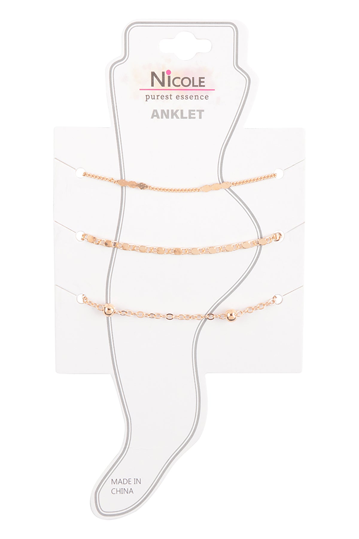 MULTI CHAIN 3 LAYERED CHARM ANKLET