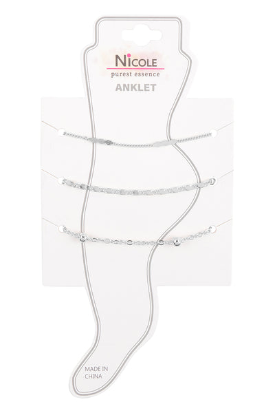 MULTI CHAIN 3 LAYERED CHARM ANKLET