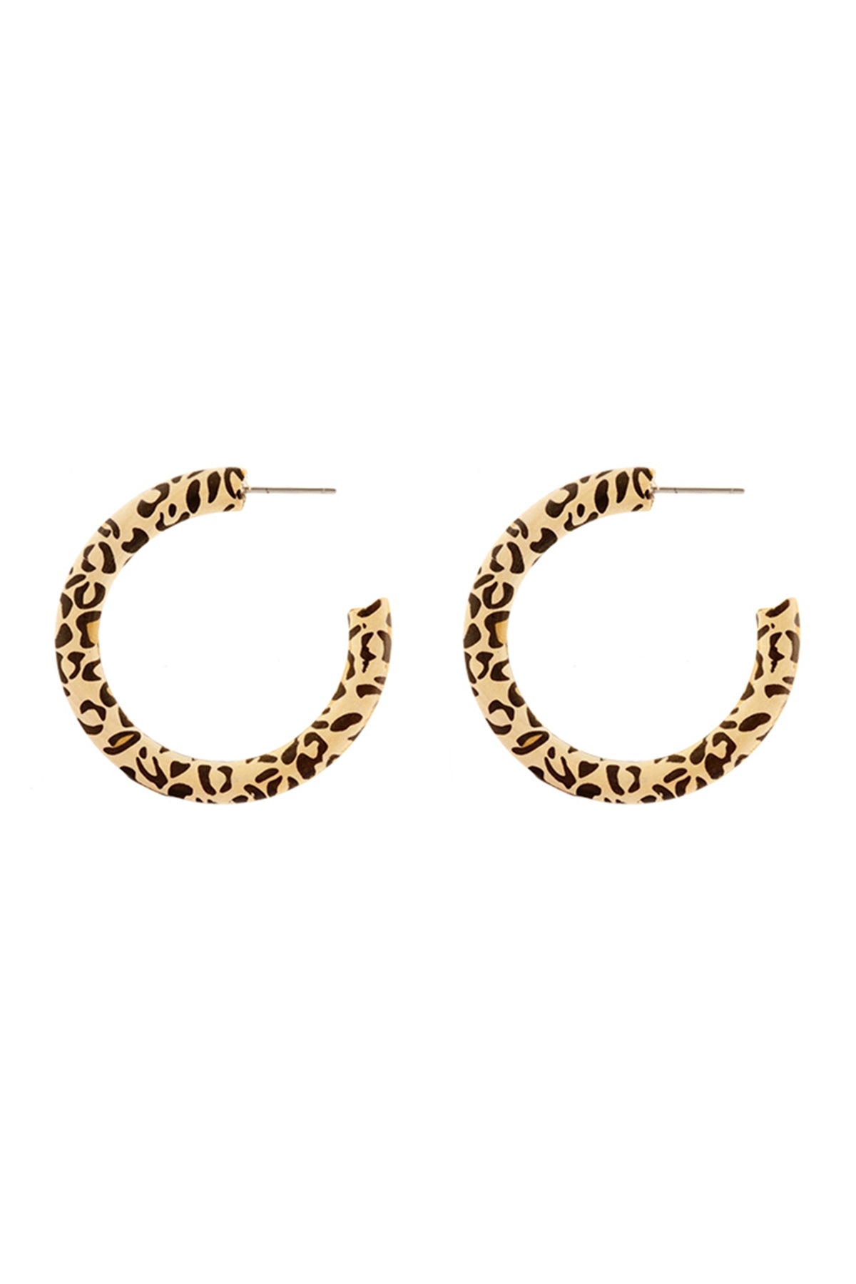 WOOD ANIMAL PRINT HOOP EARRINGS