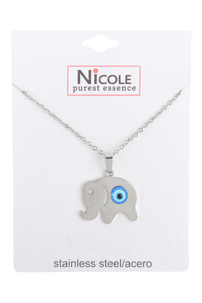 ELEPHANT W EVIL EYE PROTECTION PENDANT NECKLACE SET