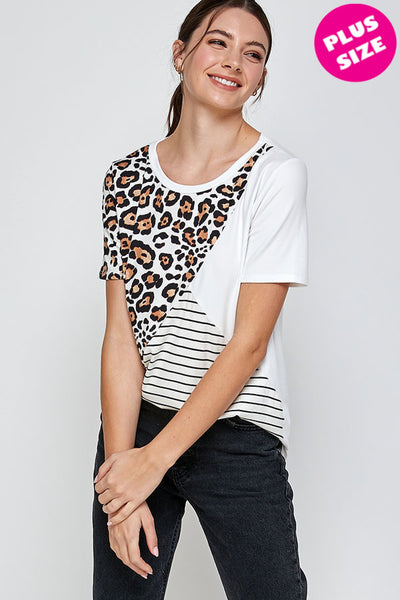 IVORY LEOPARD PRINT PLUS SIZE TOP
