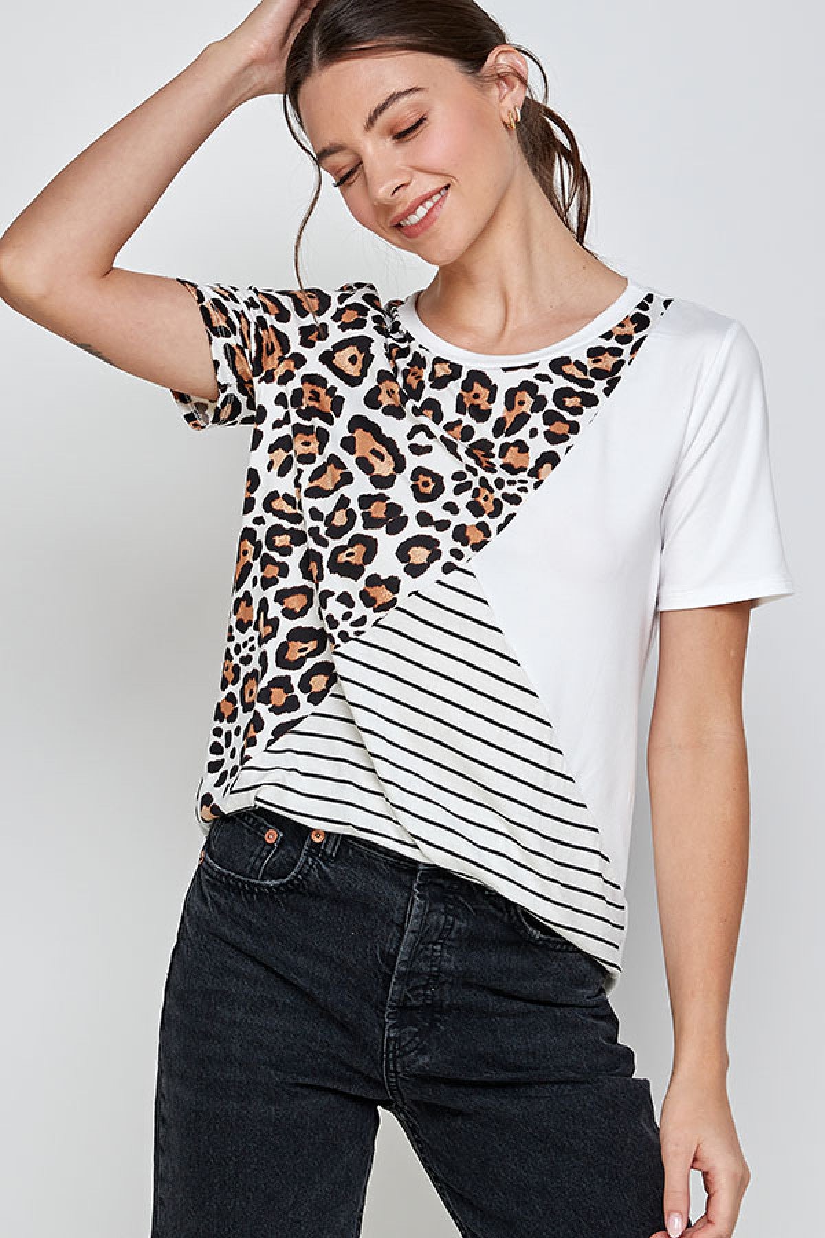 IVORY LEOPARD PRINT PLUS SIZE TOP