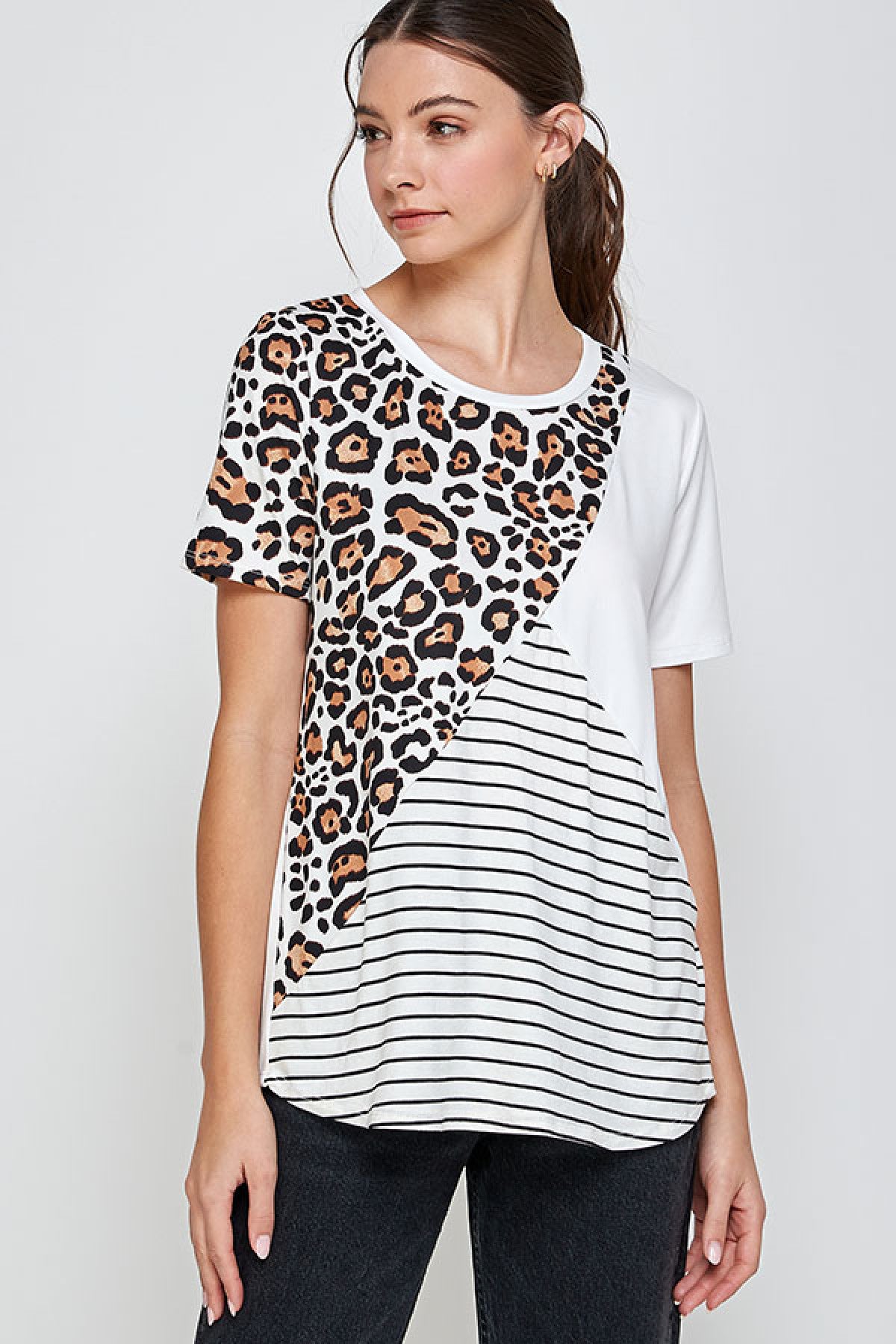 IVORY LEOPARD PRINT PLUS SIZE TOP