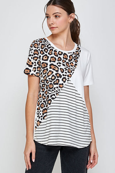 IVORY LEOPARD PRINT PLUS SIZE TOP