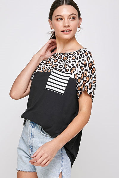 BLACK LEOPARD TOP