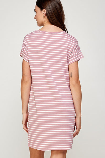 ROSE STRIPES PLUS SIZE DRESS