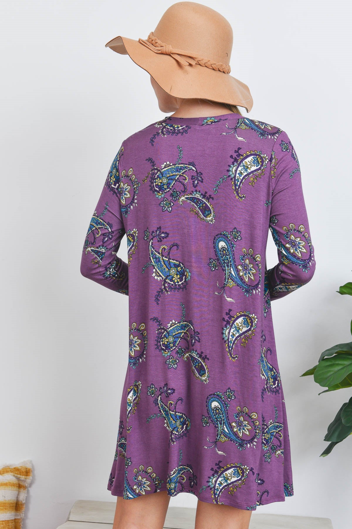 PLUM WITH PAISLEY PRINT DRESS