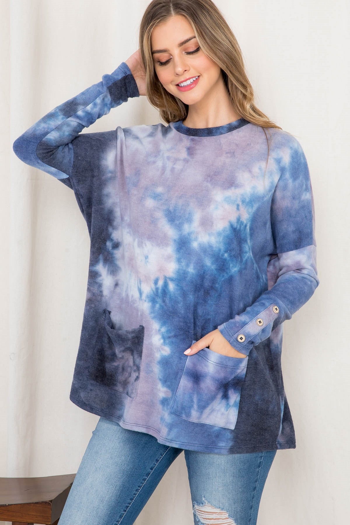 CHARCOAL TIE DYE TOP