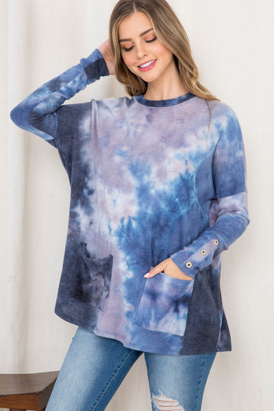 CHARCOAL TIE DYE TOP