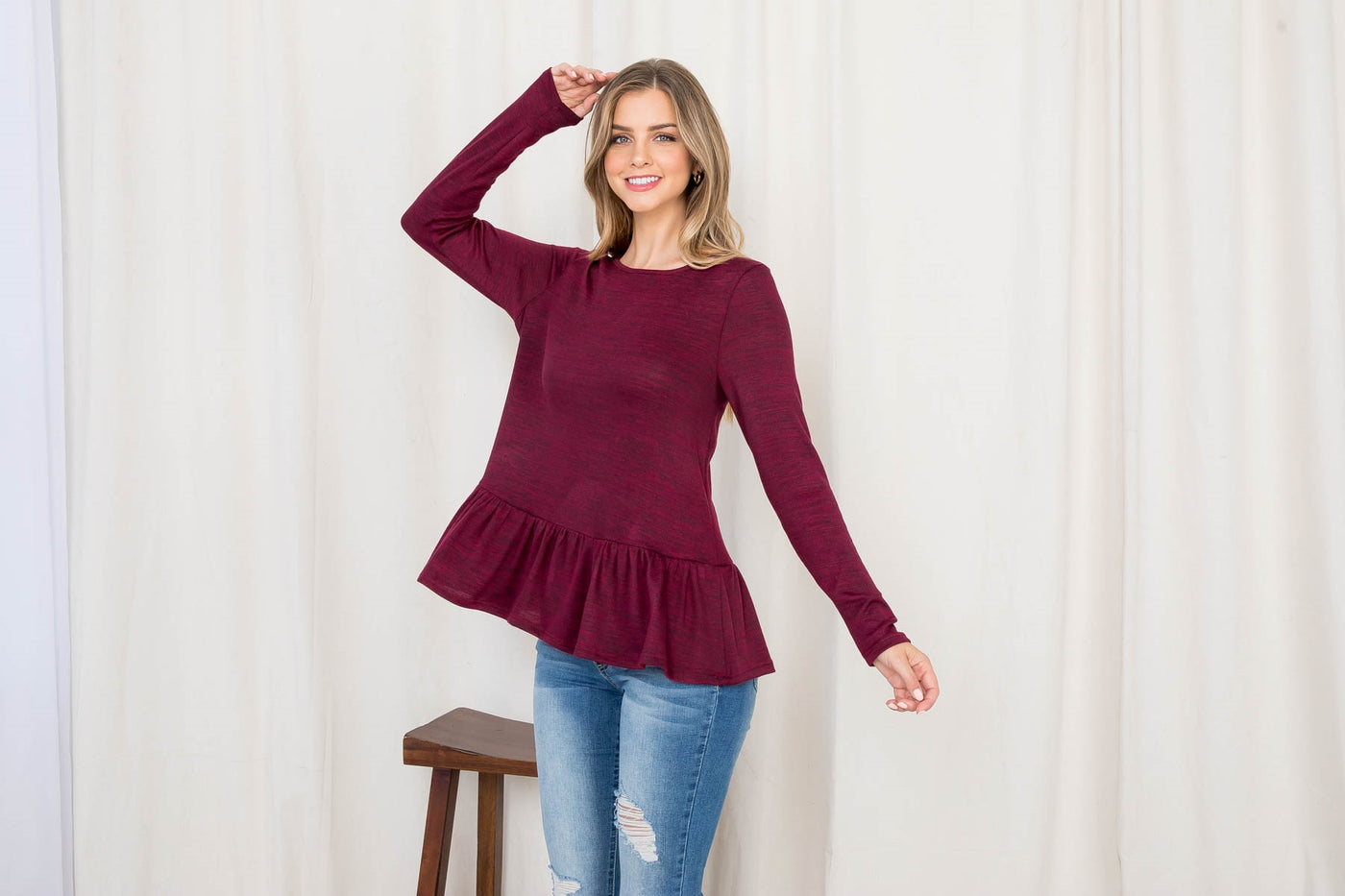 C16-B-3-AD4947 BURGUNDY TOP