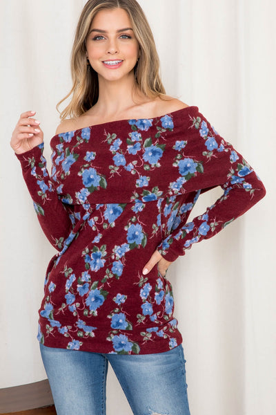 BURGUNDY WITH FLOWERS TOP