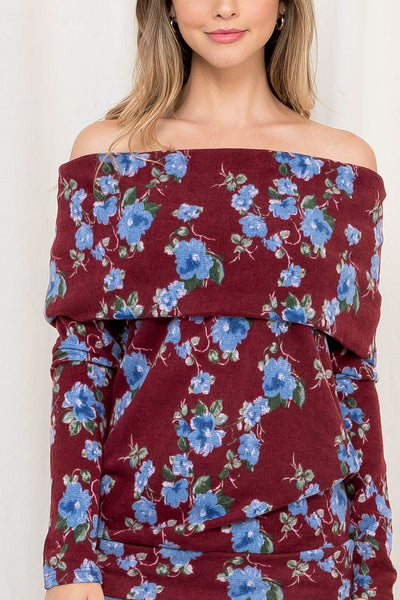 BURGUNDY WITH FLOWERS TOP